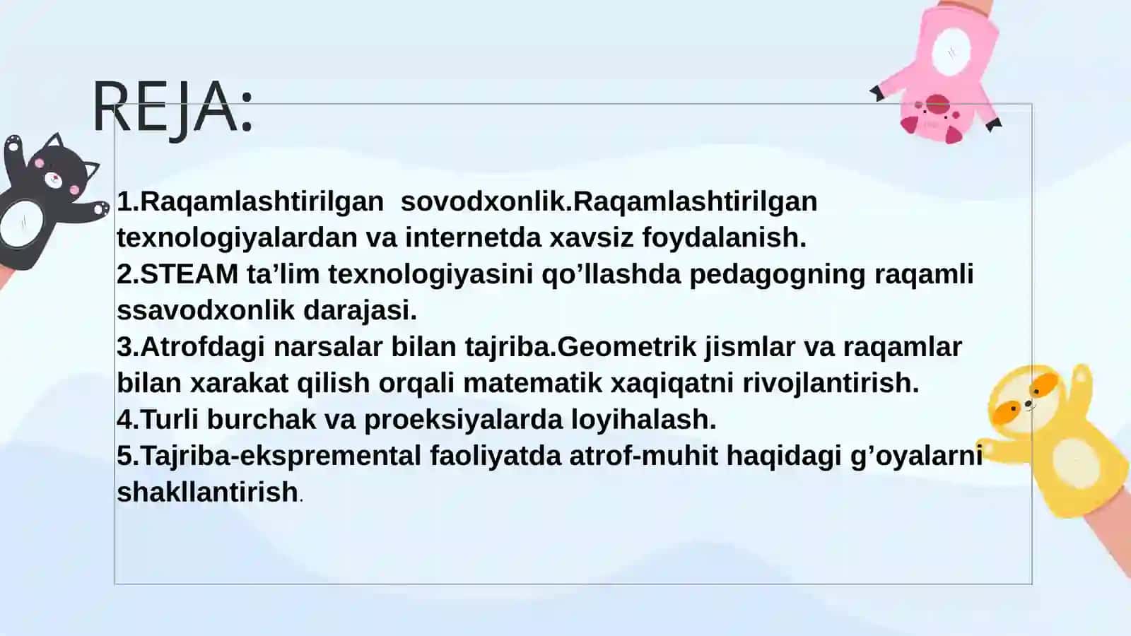 Maktabgacha ta’lim tashkilotlari pedagoglarning Digital konpitensiyalari (raqamlashtirish texnologiyasi). F.Frebelning didaktik tizimi 2