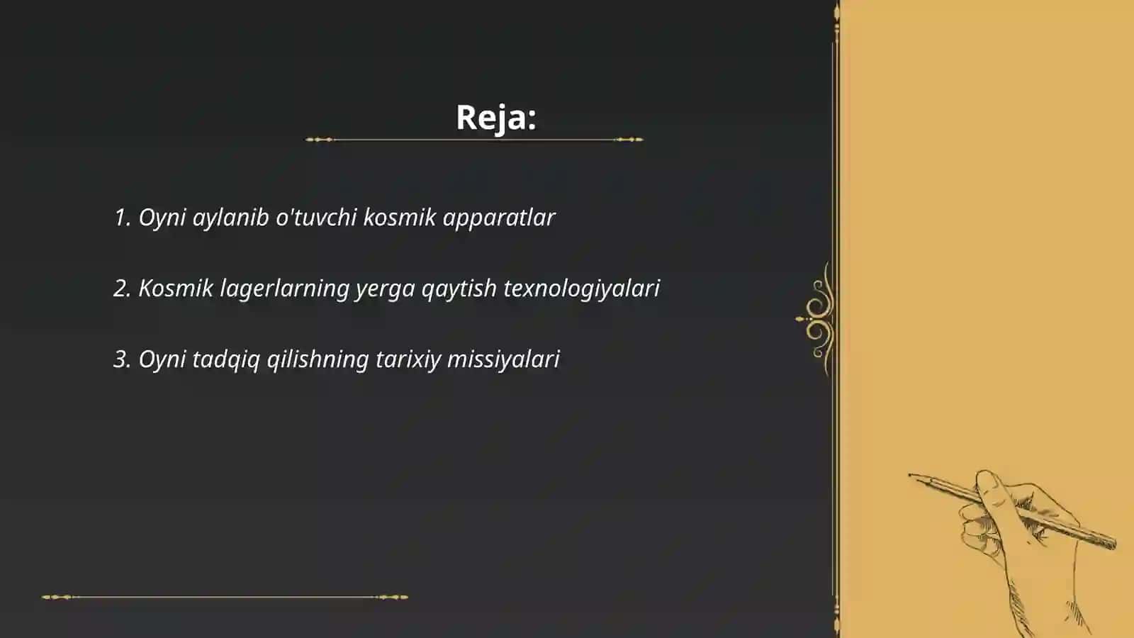 Oyni aylanib o'tuvchi kosmik apparatlarning yerga qaytishi 2