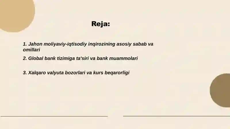 Jahon moliyaviy - iqtisodiy inqirozi 2
