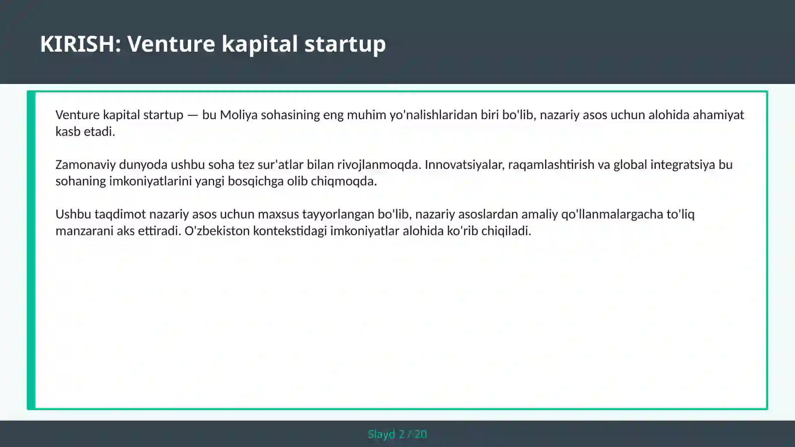 Venture kapital startup 2