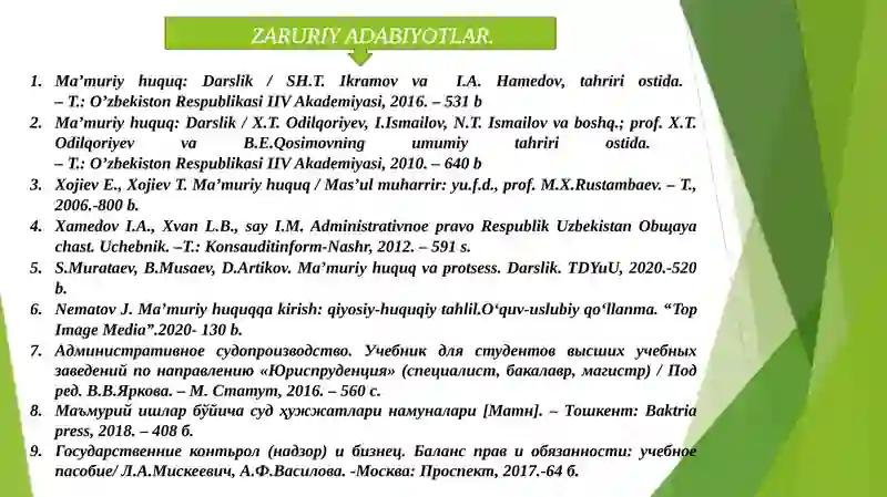MA’MURIY NAZORAT 2