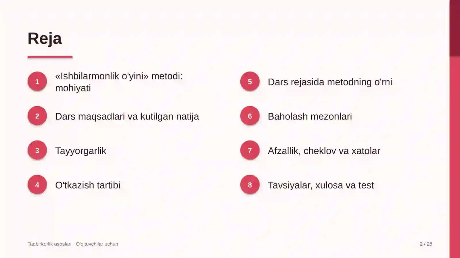 tadbirkorlik asoslari darslarida ishbilarmonlik o'yini metodidan foydalanish 8247 2
