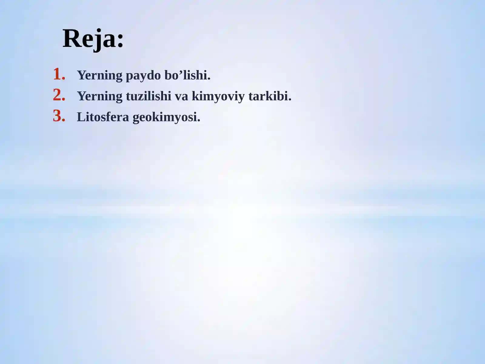 Yerning paydo bo‘lishi, tuzilishi  va kimyoviy tarkibi. Litosfera geokimyosini o‘rganish 2