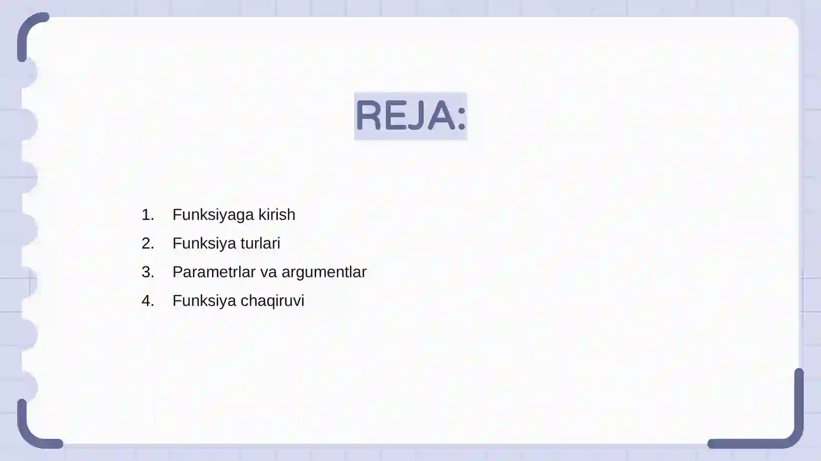 Funksiyalar bilan ishlash 2