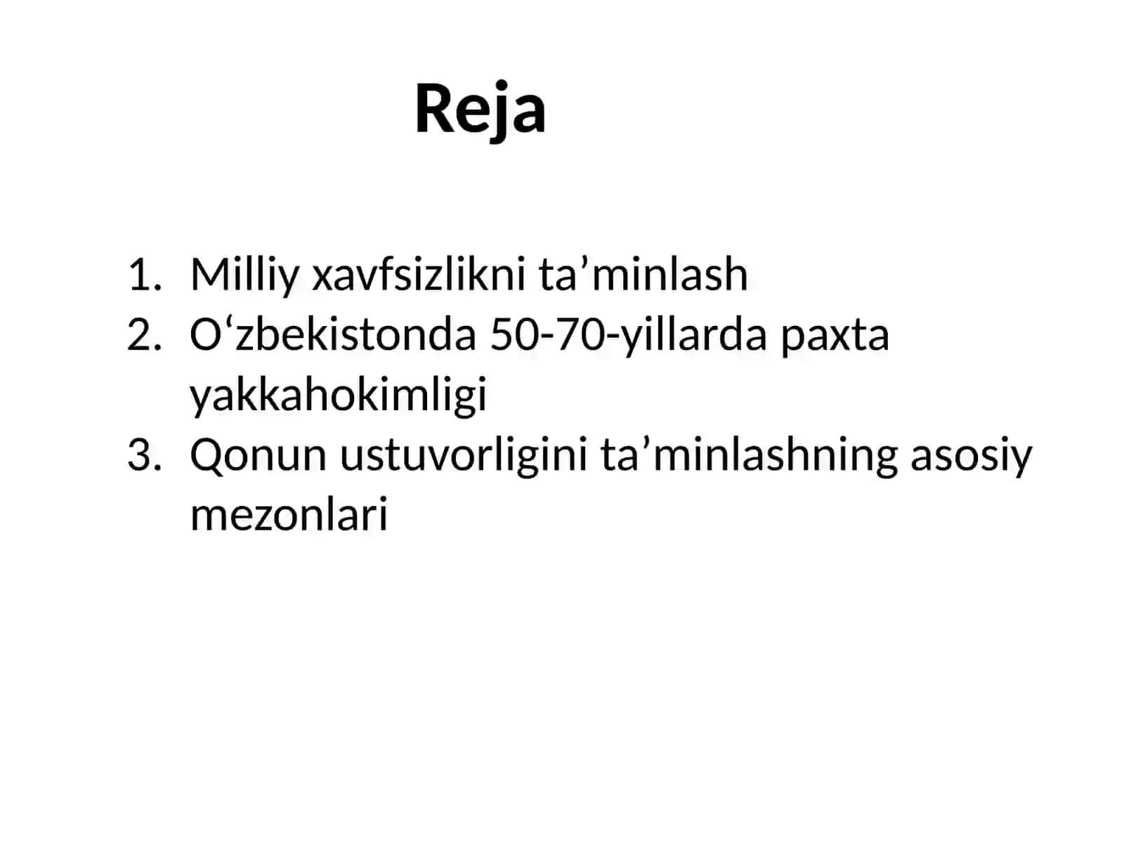 Milliy xavfsizlikni taʼminlash borasida amalga oshi-rilayotgan ishlar 2