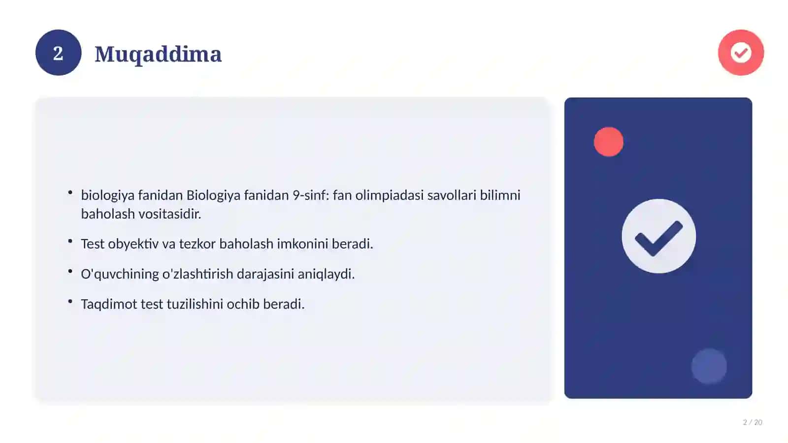 Biologiya fanidan 9-sinf: fan olimpiadasi savollari 2