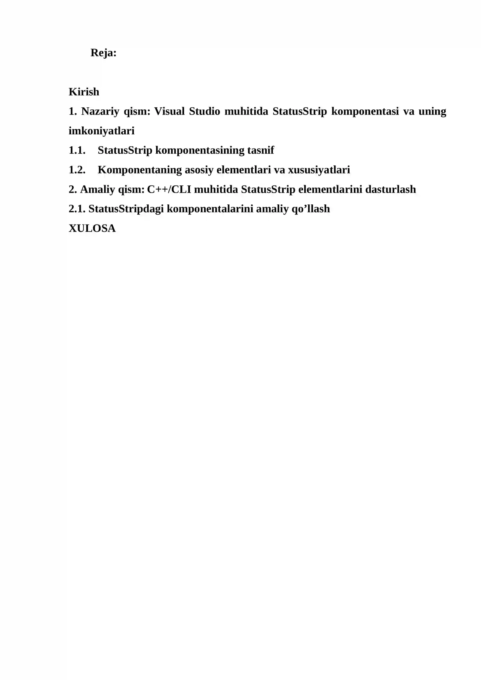 Visual Studio muhitida StatusStrip komponentasi va uning imkoniyatlari 2