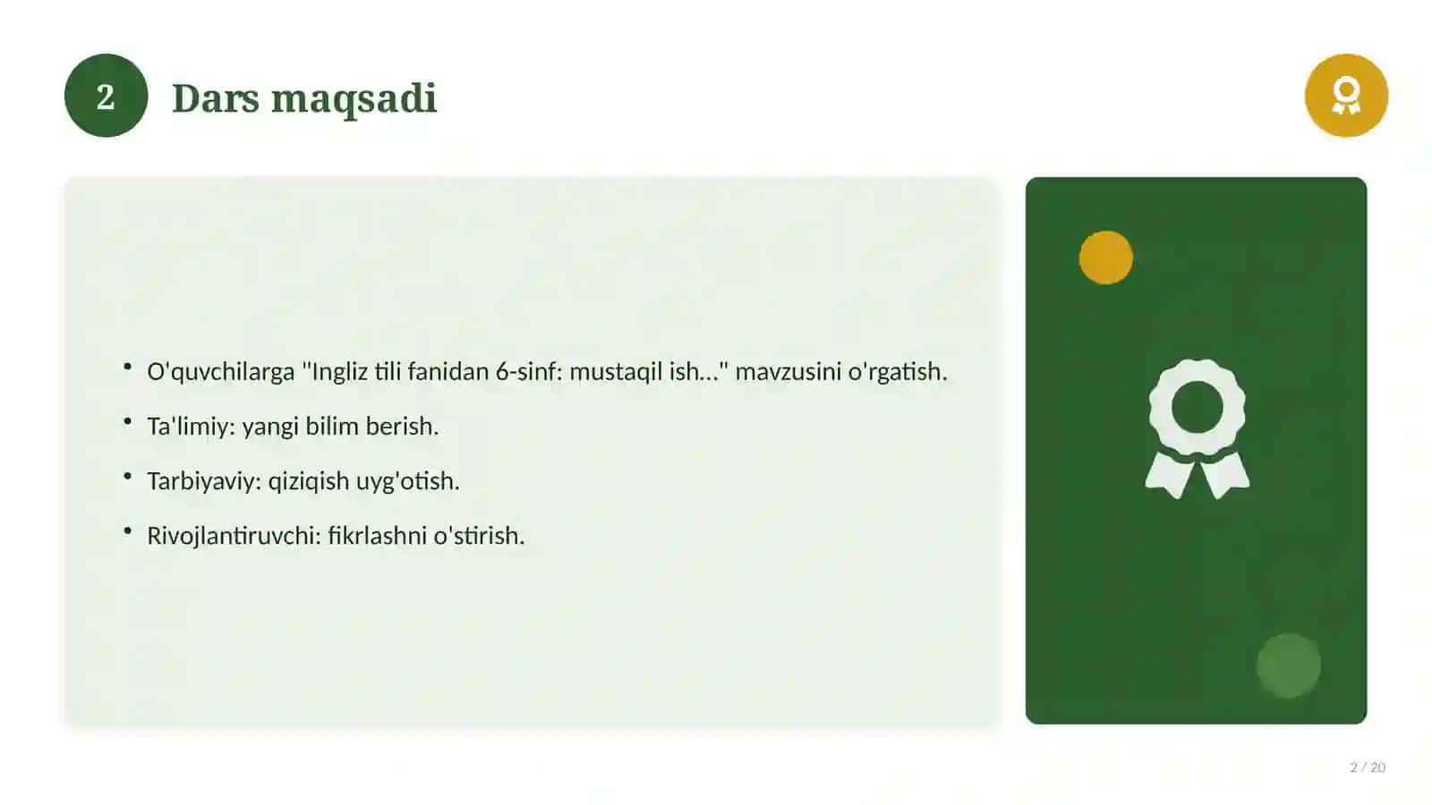 Ingliz tili fanidan 6-sinf: mustaqil ish topshiriqlari 2