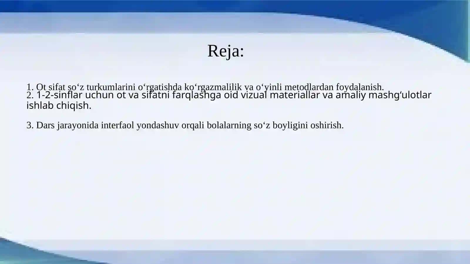 Otsifatsoʻzturkumlarini oʻrgatish 2