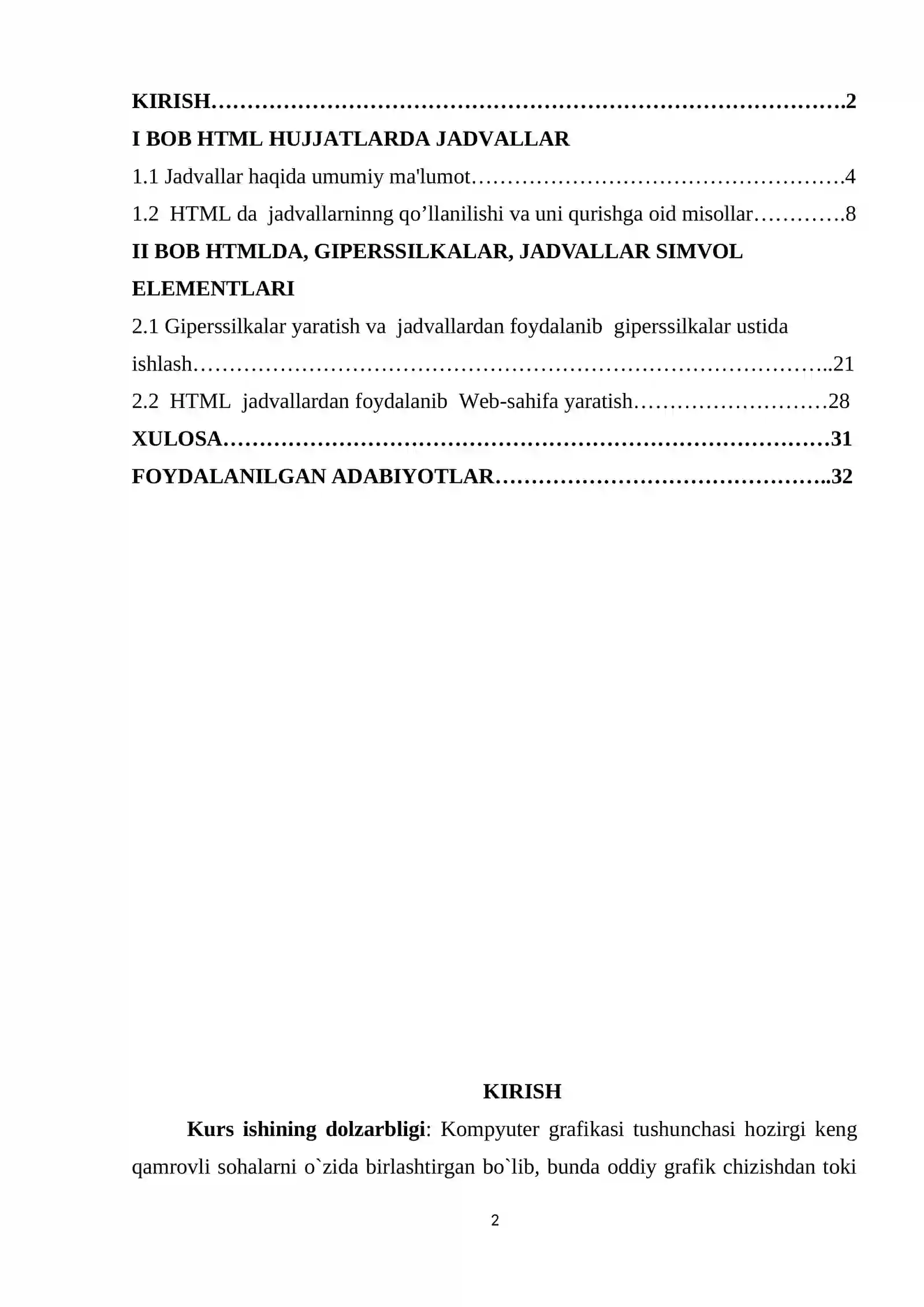 HTML JADVALLARI BILAN ISHLASH 2