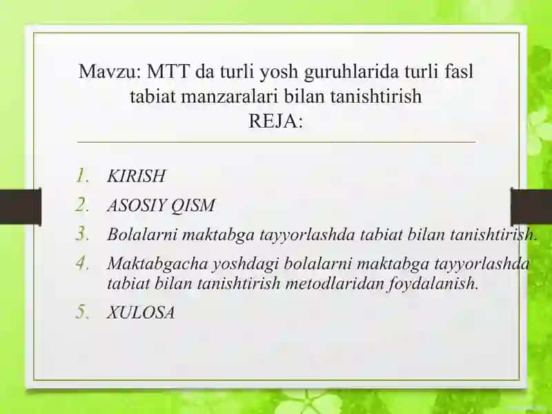 Bolalarni maktabga tayyorlashda tabiat bilan tanishtirish 2