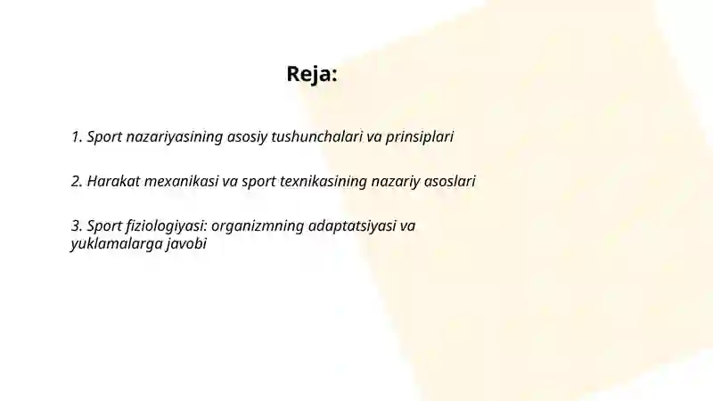 Sportning nazariy asoslari. Sport musobaqalari va sportchilarni tayyorlash tizimi 2