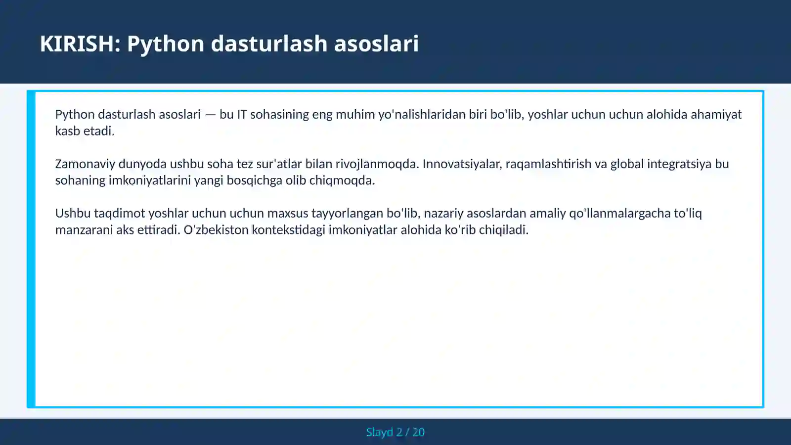 Python dasturlash asoslari 2