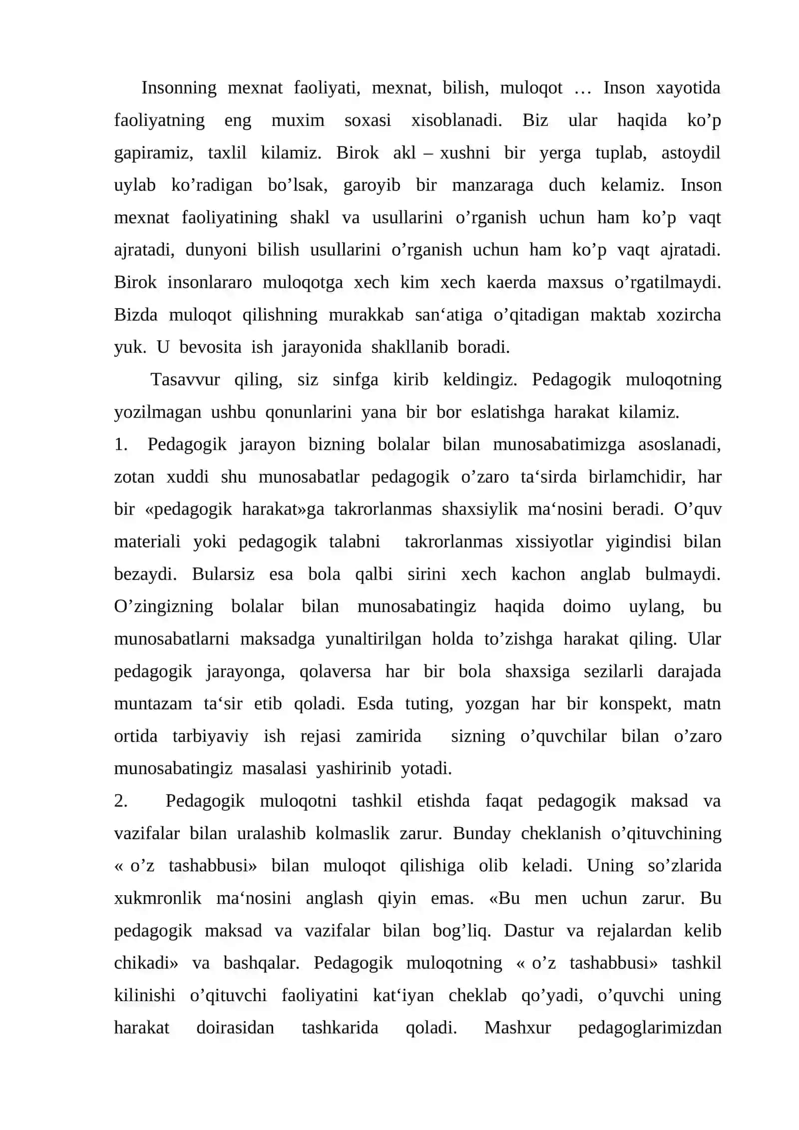 Pedagogik muloqotni tashkil etish 2