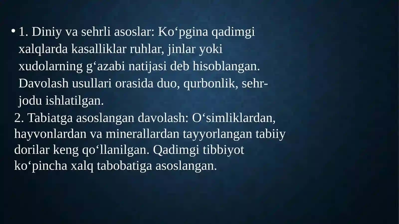 Qadimgi sivilizatsiyalar tibbiyotning umumiy xususiyatlari 2