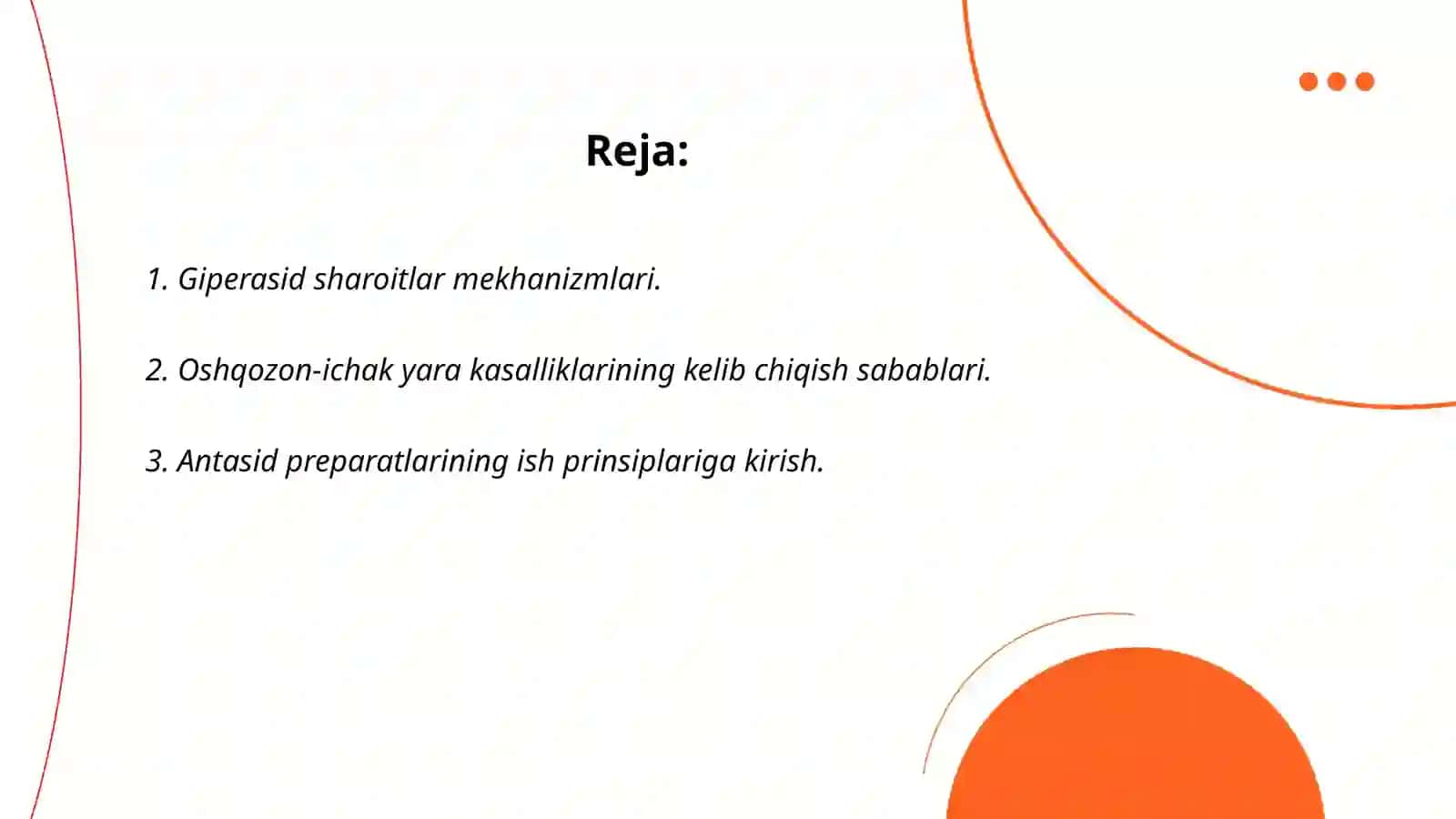 Giperasid xolatlarda va oshqozon- ichak yara kasalliklarida antasid preparatlarini qollashning biokimyoviy asoslari 2
