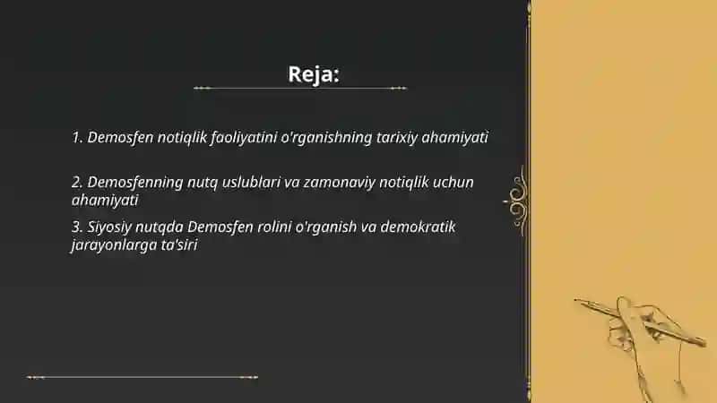 Demosfen notiqlik faoliyatini o'rganishning ahamiyati 2
