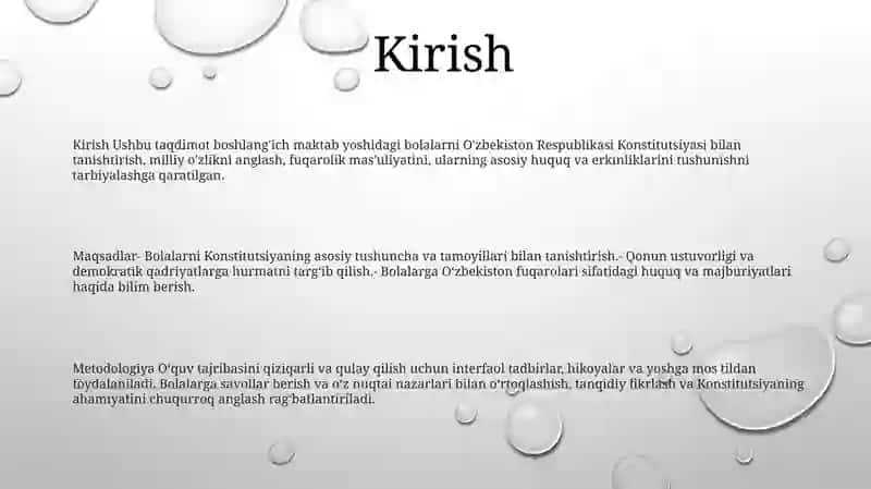 Maktabgacha Yoshdagi Bolalarni O'Zbekiston Respublikasi Konstitutsiyasi Bilan Tanishtirish 2