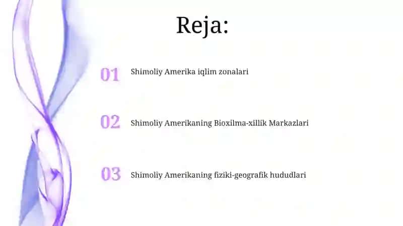 Shimoliy Amerika materigining geografik mintaqalari va tabiat zonalariga tavsif berish 2