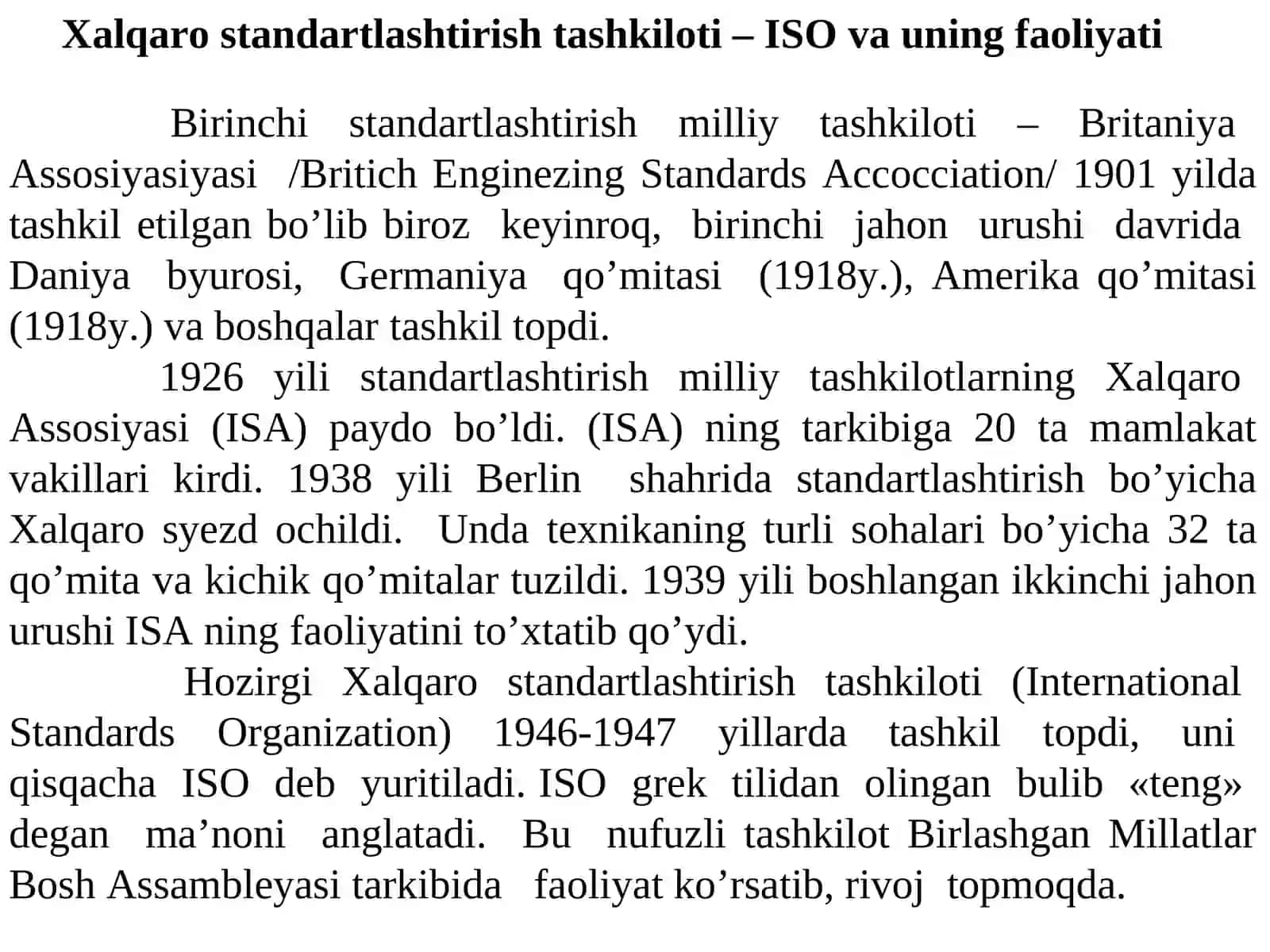 XALQARO STANDARTLASHTIRISH ISO TASHKILOTI 2