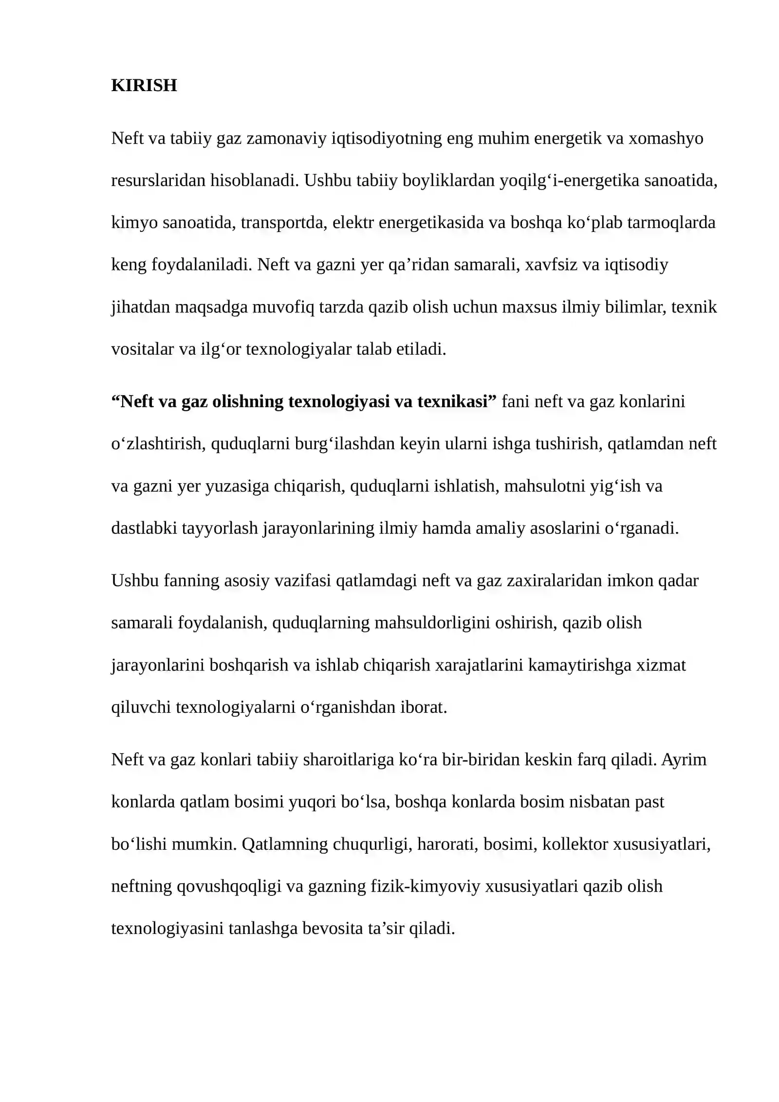Neft va gaz olishning texnologiyasi va texniasi fanining predmeti va bilish usullari 2