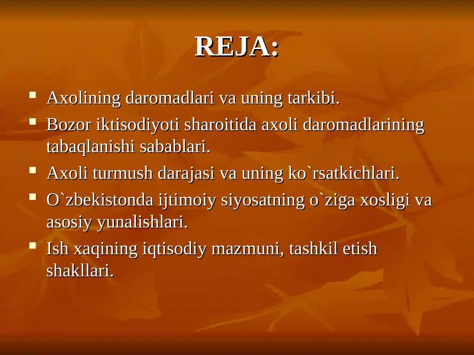 Daromadlar tengsizligi 2