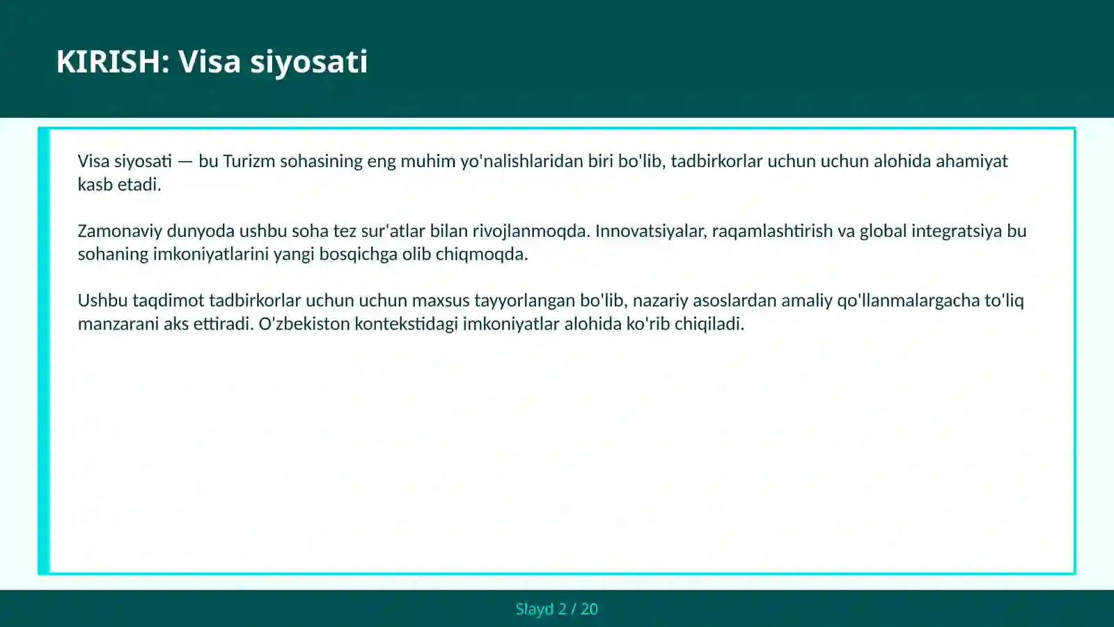 VISA SIYOSATI 2