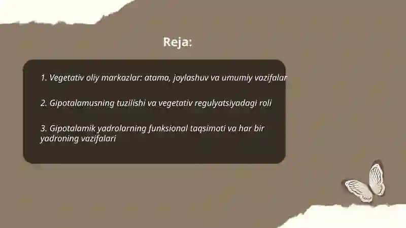 Vegetativ oliy markazlar va ularning funksiyalar birligi 2