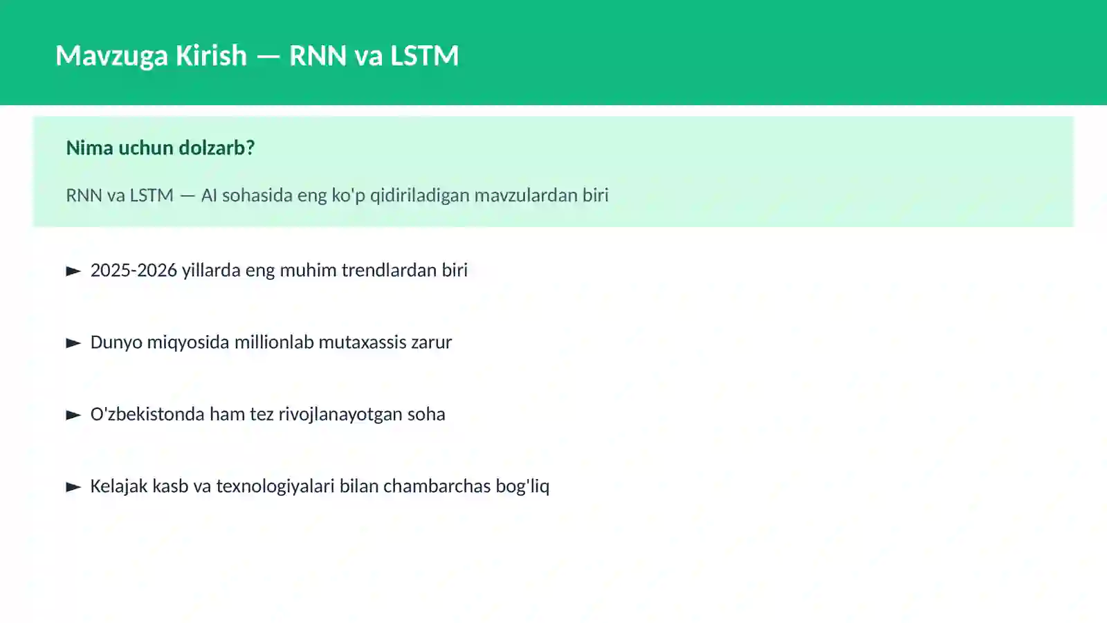 AI | DEEP LEARNING VA NEYRON TARMOQLAR 2