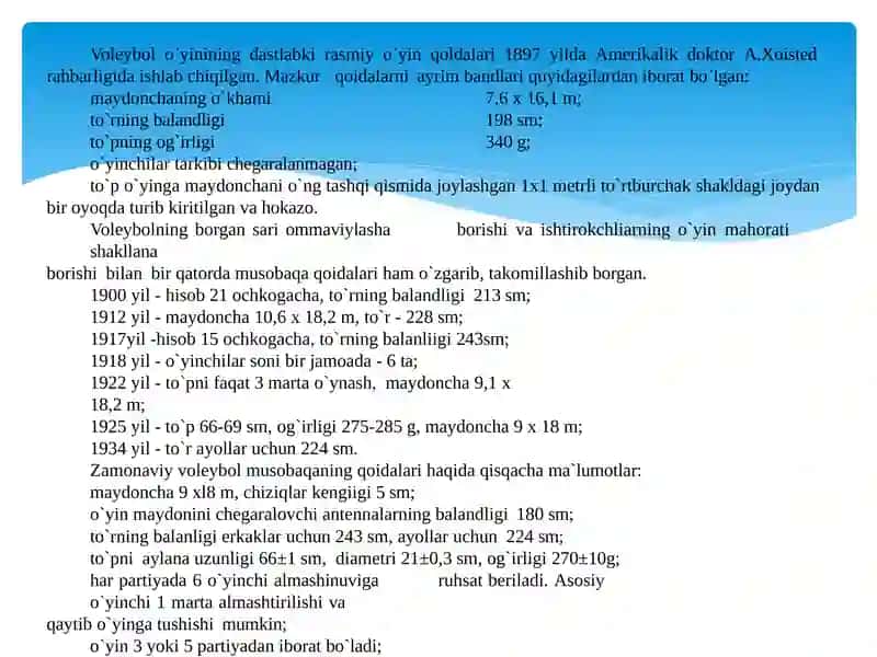 Voleybol oʻyin mashqlar taktikasi usullarinioʻrgatishni takomillashtirish hamda mahoratini oshirish 2