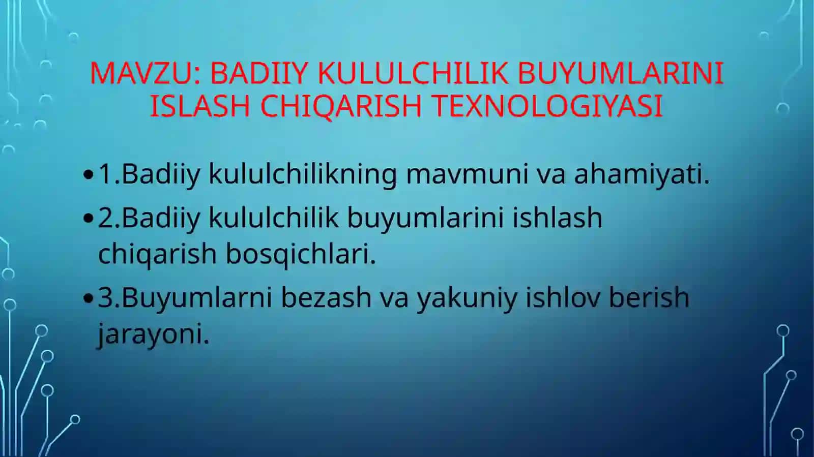 Badiiy Kulolchilik Buyumlarini Islash Chiqarish Texnologiyasi 2