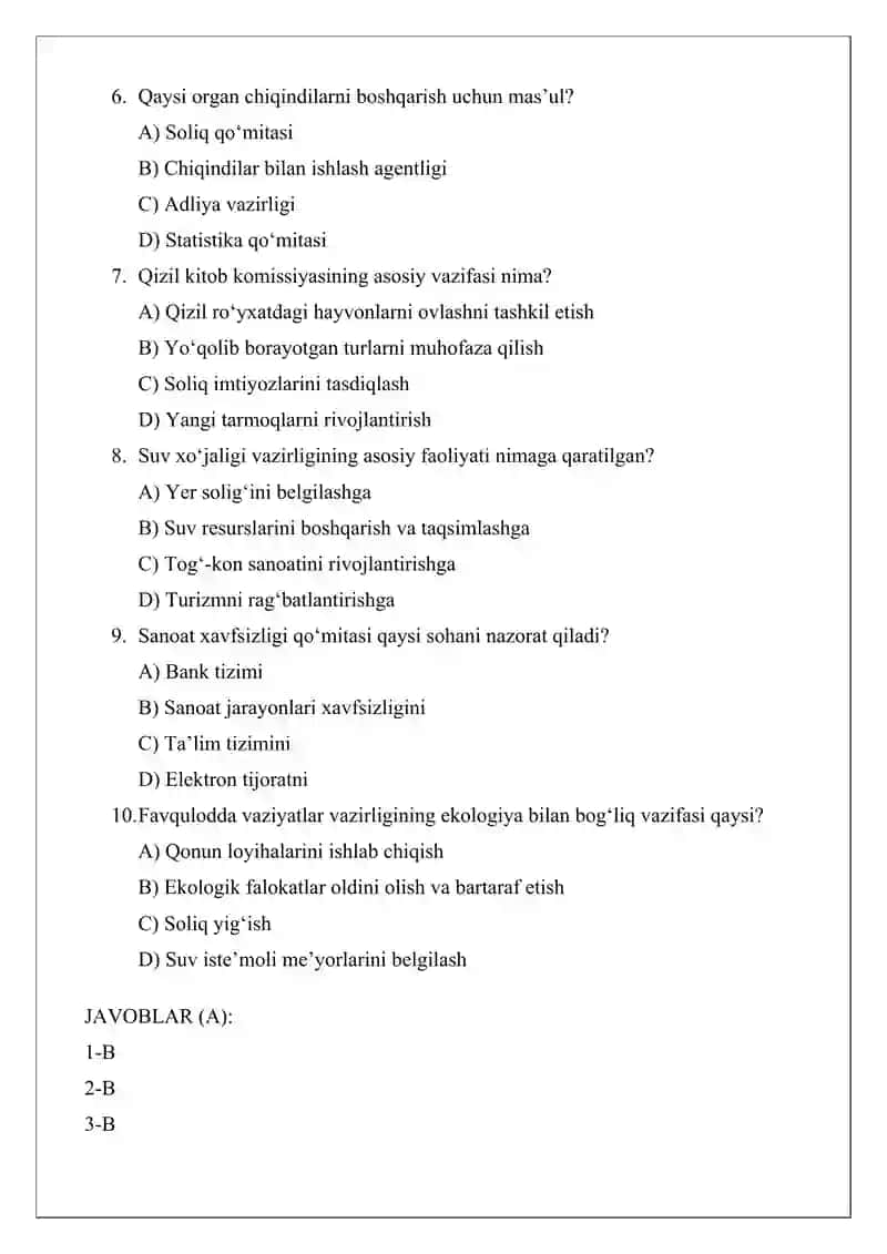 Ekologiya sohasida maxsus vakolatli davlat boshqaruv organlari va ularning vazifalari 2
