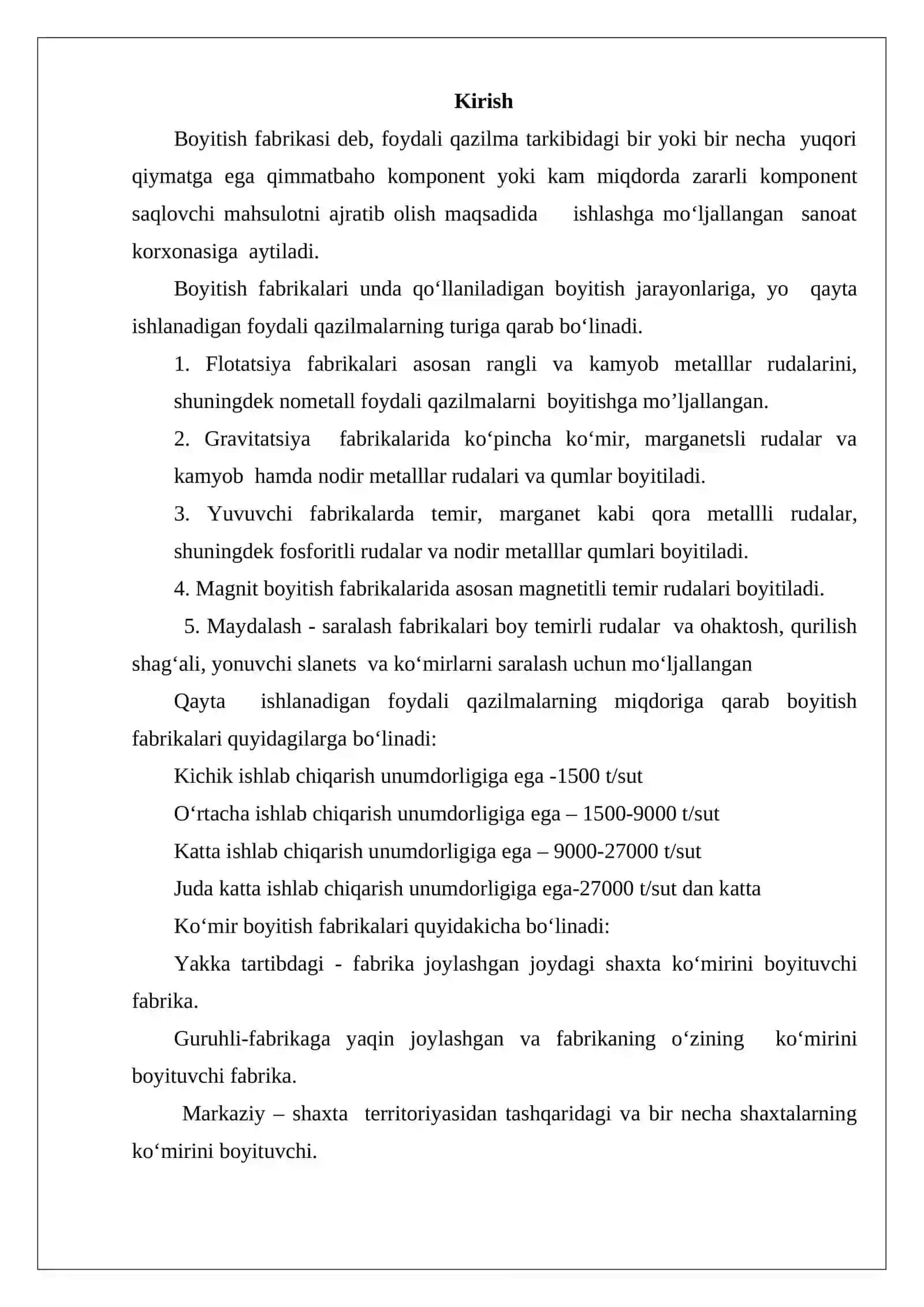 Tarkibida molibden bo‘lgan rudani qayta ishlovchi maydalash sexi loyihasi 2