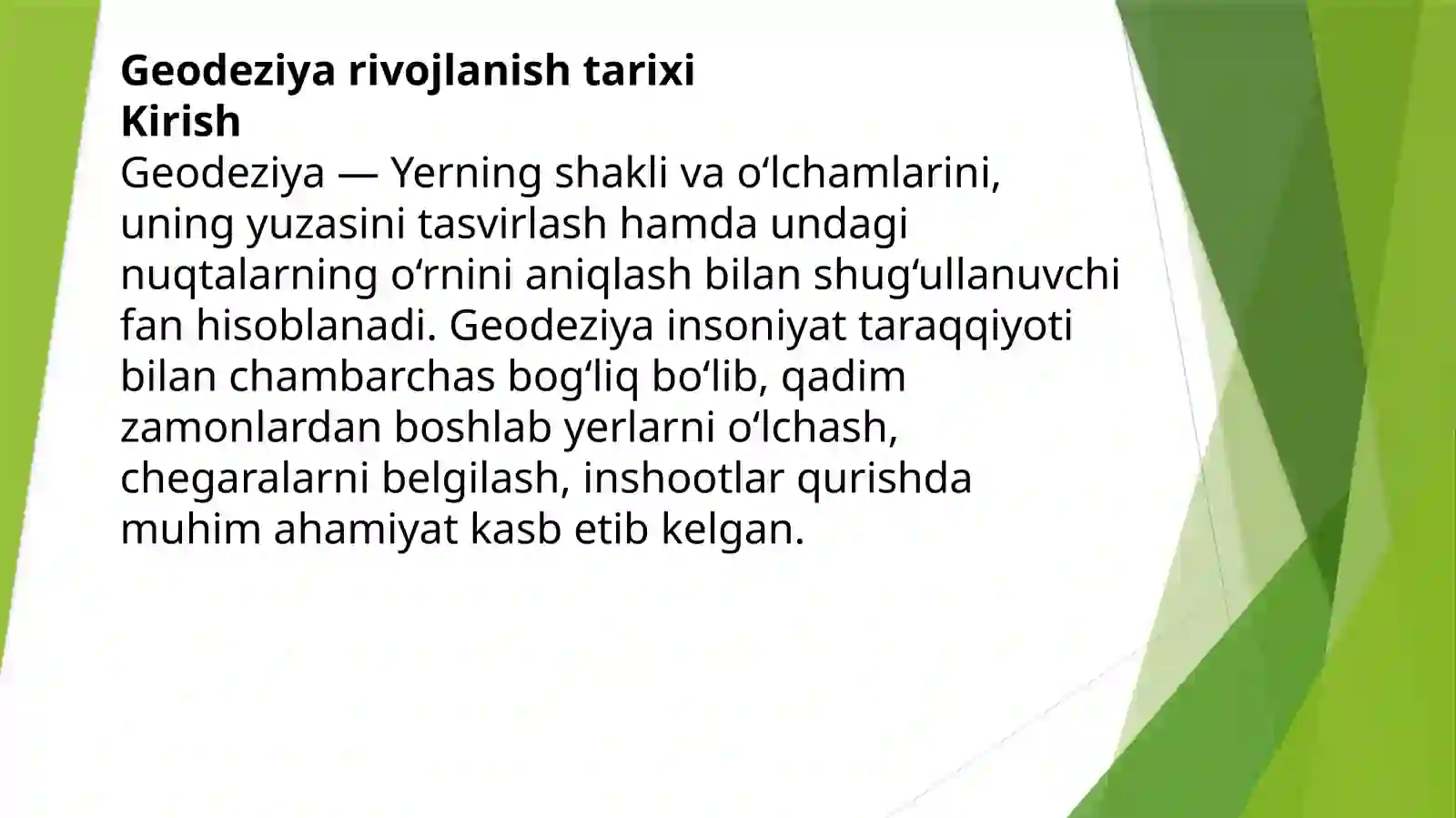 Geodeziya rivojlanishi tarixi 2
