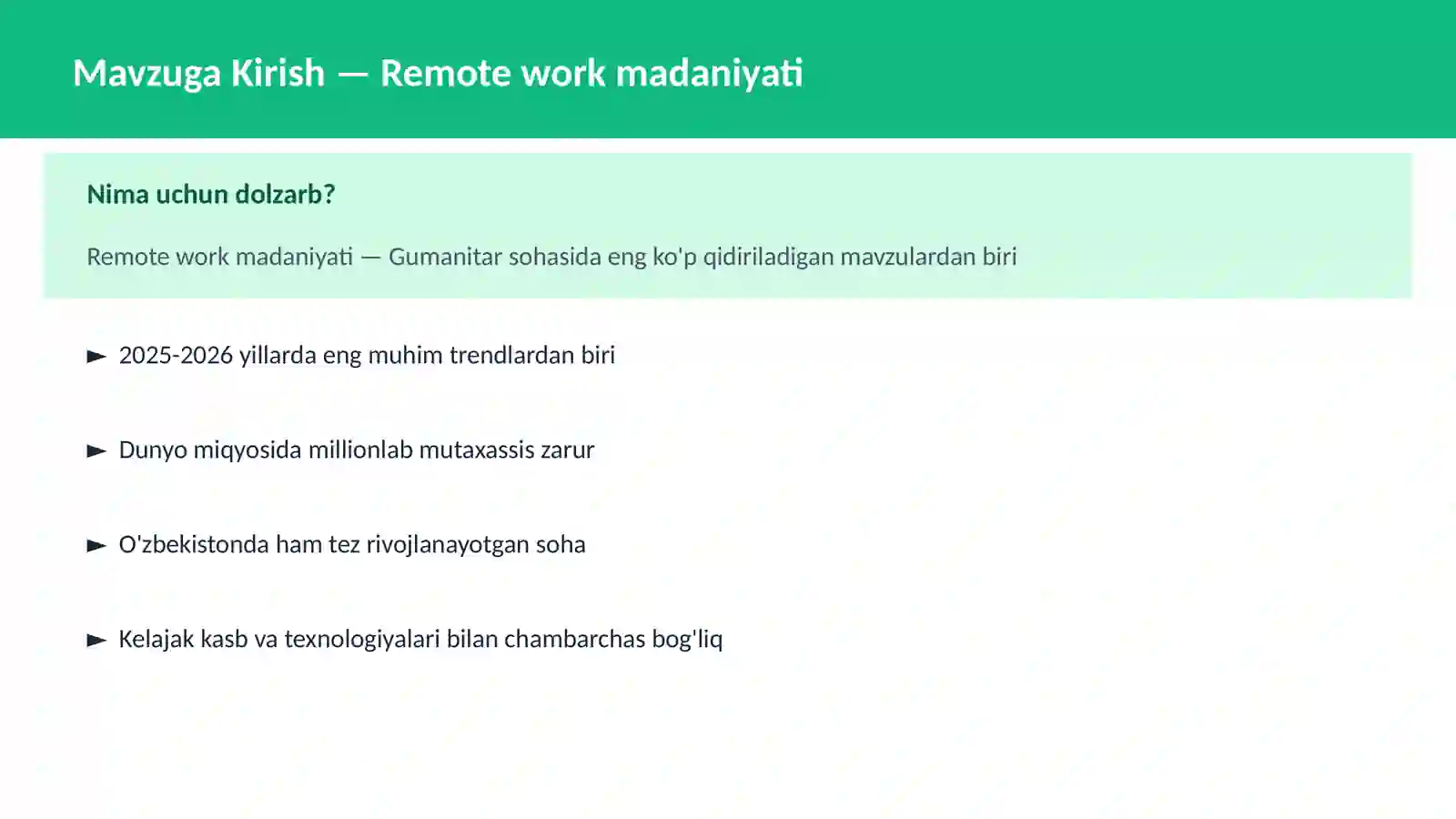Remote work madaniyati 2