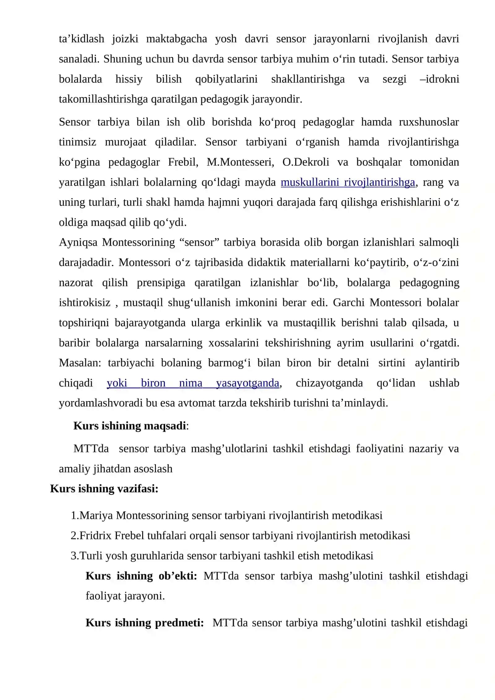 Sensor tarbiyaning tashkili 2