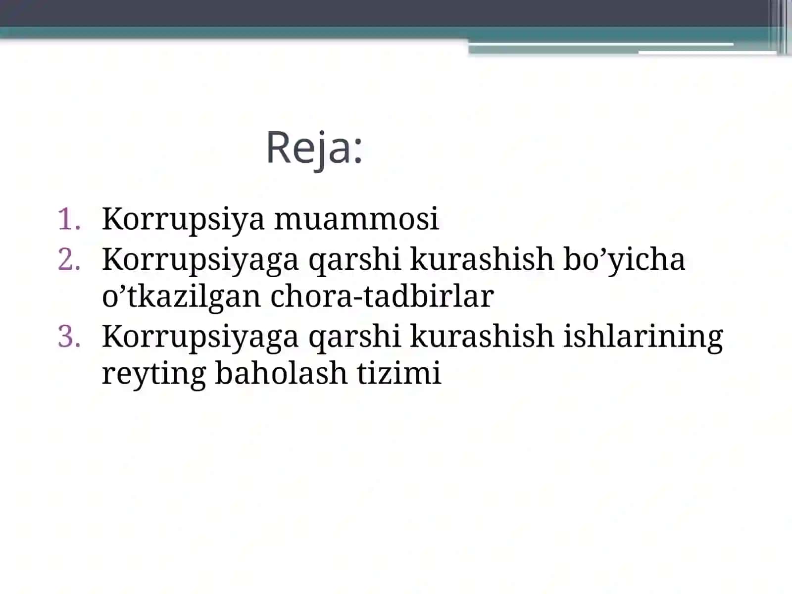Korrupsiyaga qarshi kurashish bo’yicha xalqaro qonun va huquq mexanizmlari. 2