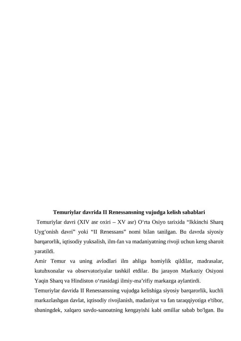 Temuriylar davrida II Renessans: ta’lim-tarbiya va pedagogika g‘oyalari taraqqiyoti 2