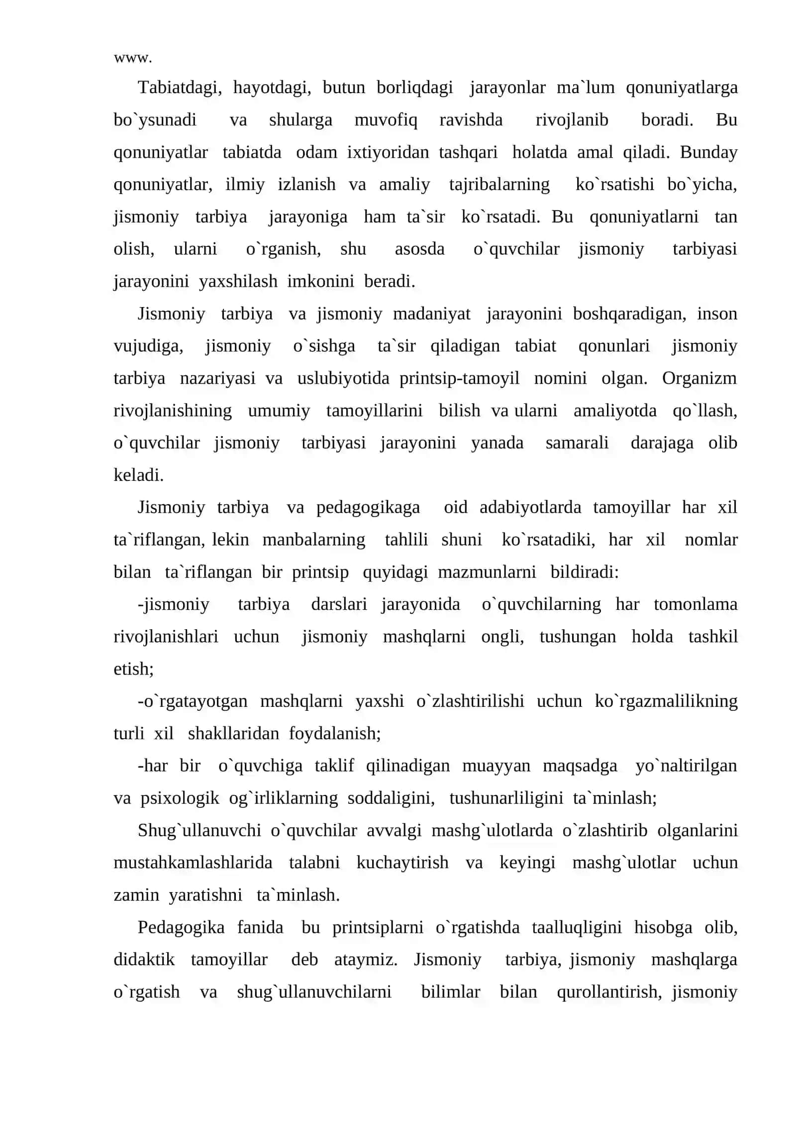 Jismoniy tarbiyaning uslubiy tamoyillari hamda jismoniy tarbiya jarayonida ularni amalga oshirish yo`llari 2