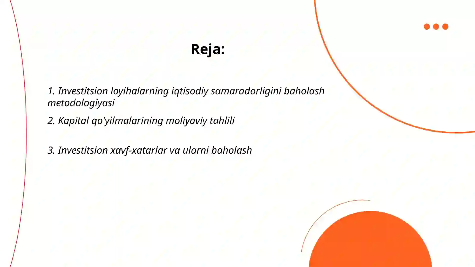 Investitsiyalar iqtisodiy samaradorligini baholash uslubi 2