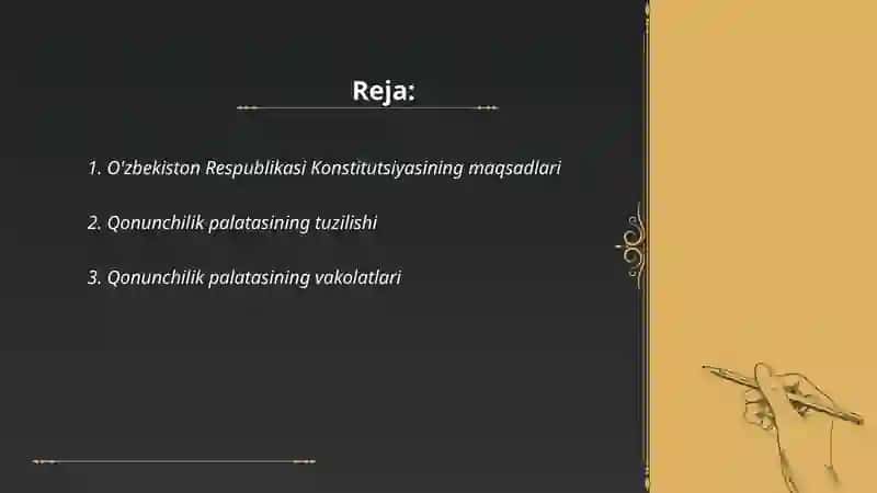 O’zbekiston Respublikasi yangi Konstitutsiyasida qonunchilik palatasi 2