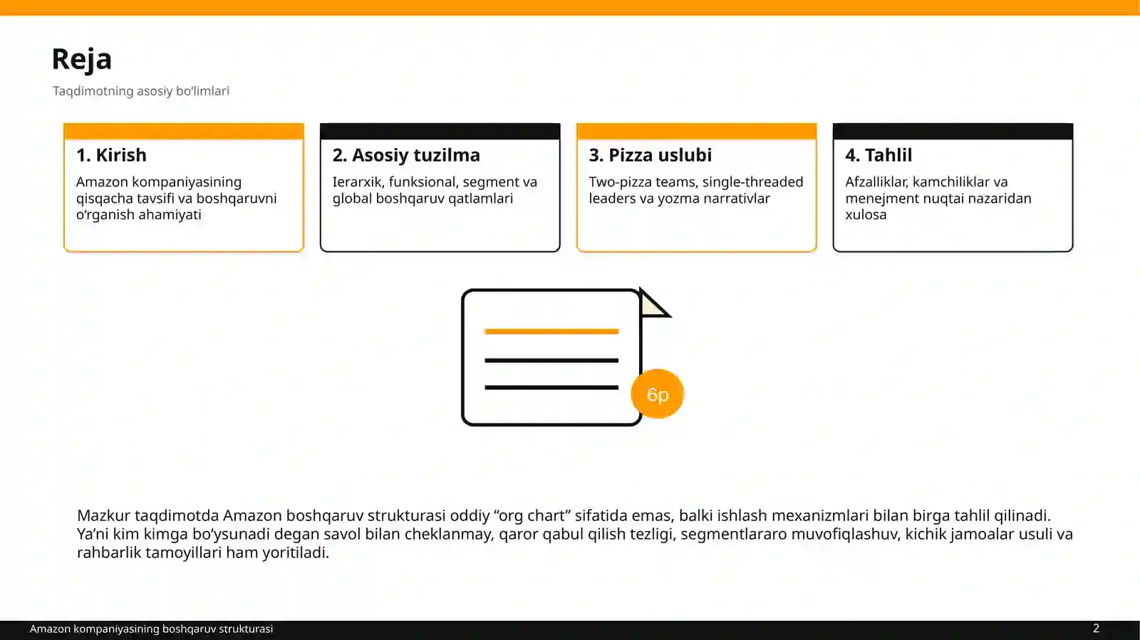 Amazon KOMPANIYASINING BOSHQARUV STRUKTURASI 2