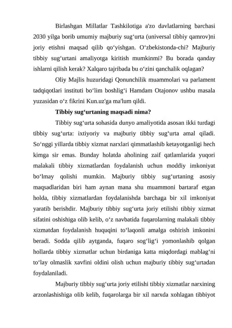 Tibbiy Sug'urta 2