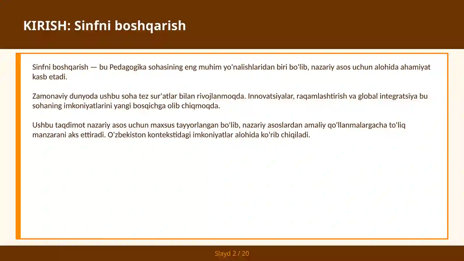 Sinfni boshqarish 2