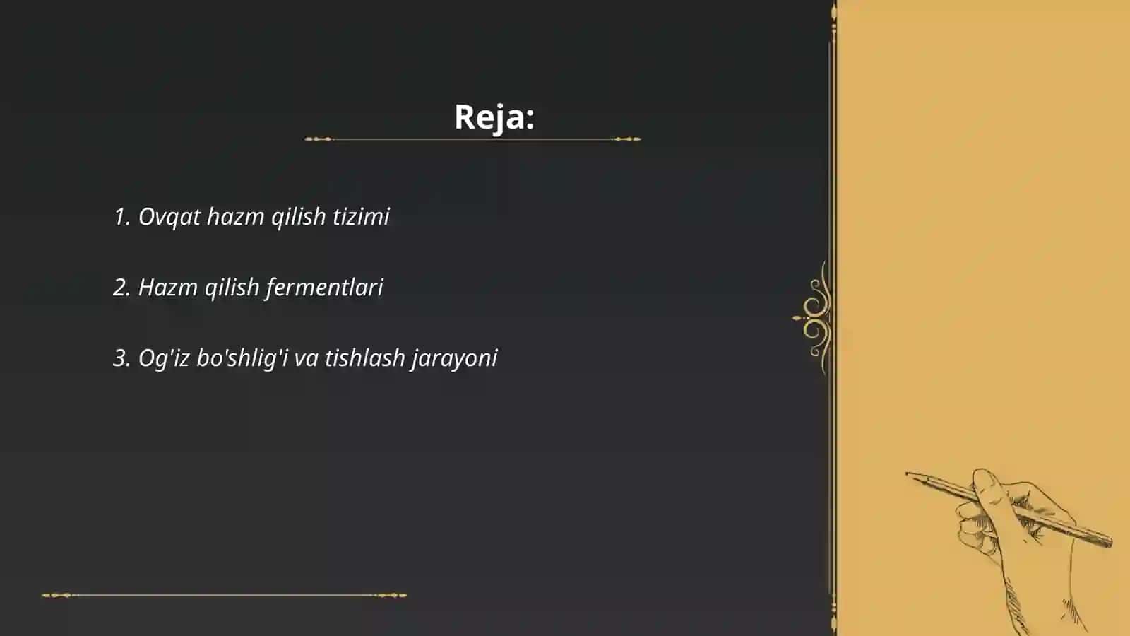 Ovqatlanish bilan bog’liq fiziologik sistemalar 2