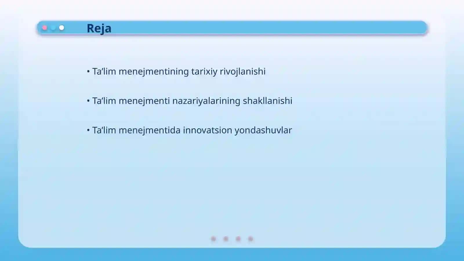 Ta'lim menejmenti fanining rivojlanish bosqichlari 2