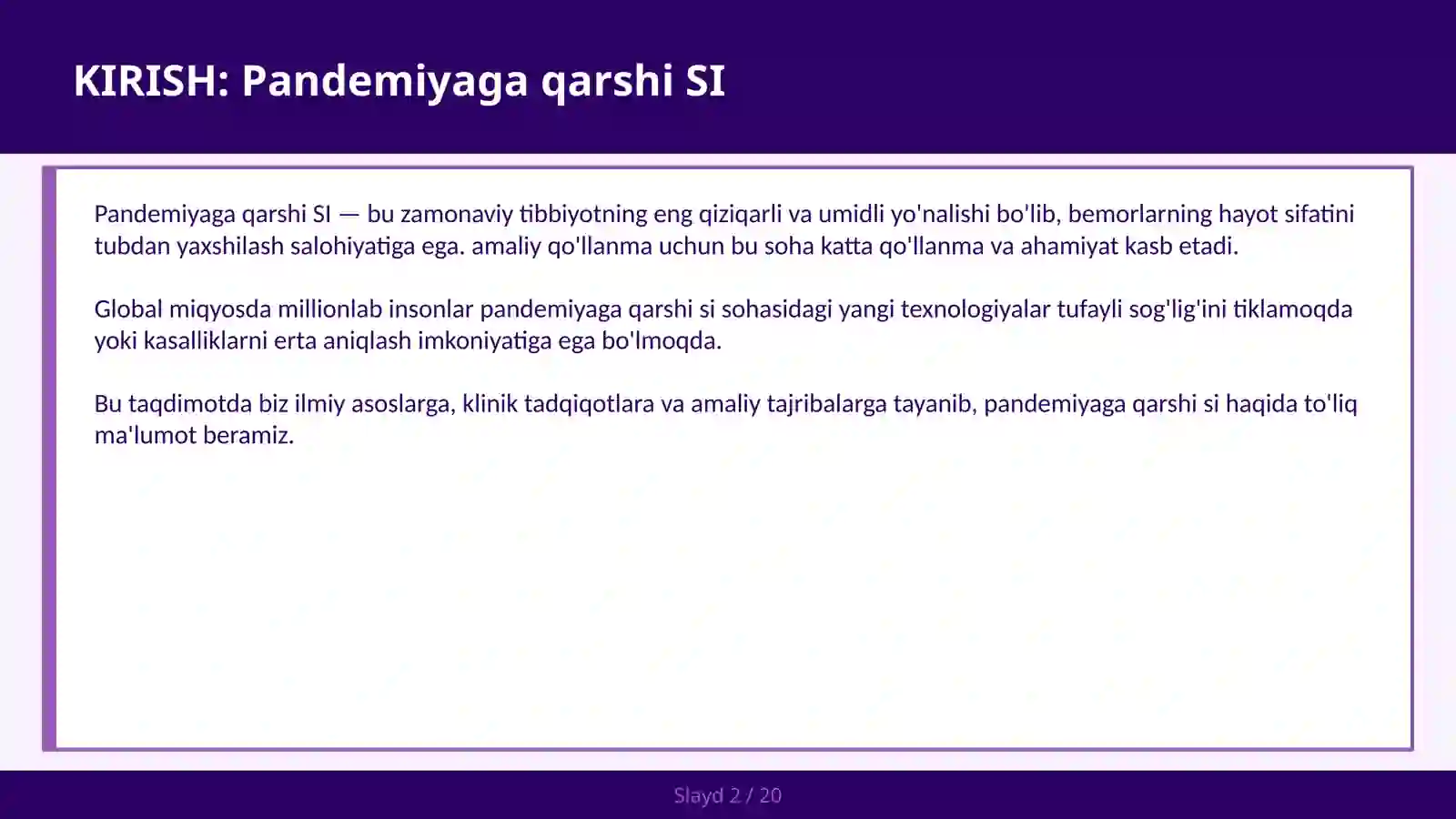 Pandemiyaga qarshi SI 2