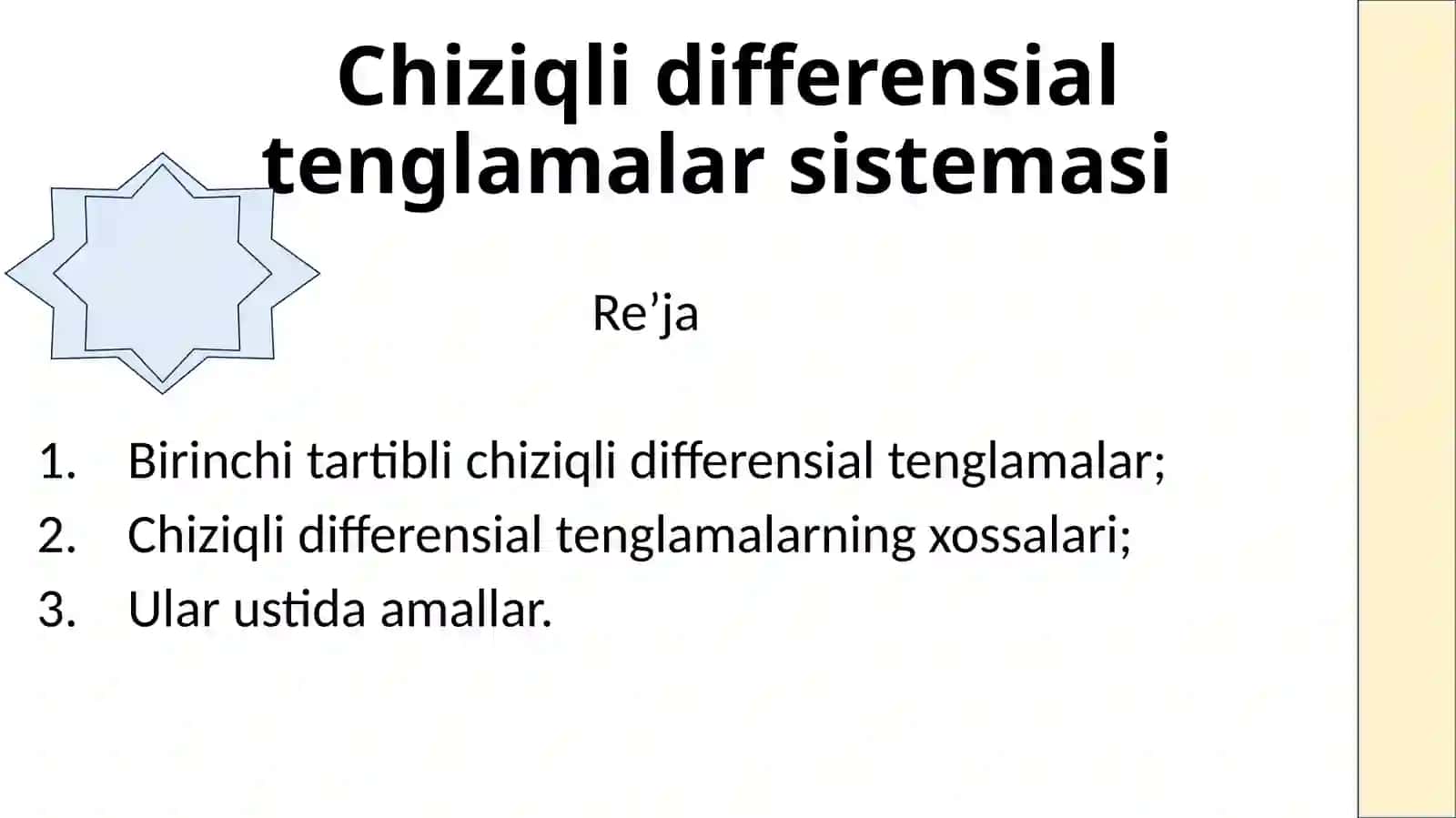Chiziqli differensial tenglamalar sistemasi 2
