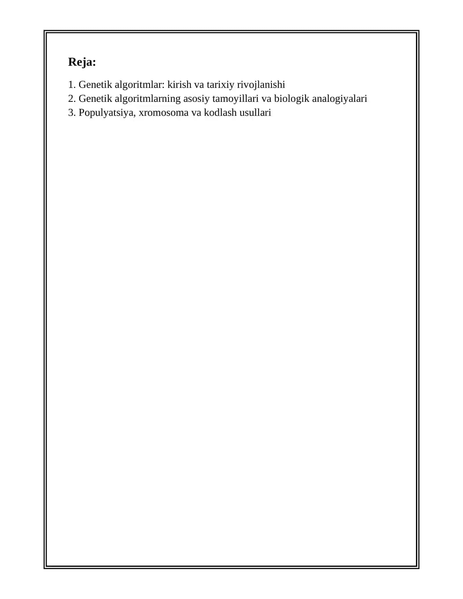 GENETIK ALGORITMLAR BOYICHA TAHLILIY TAQDIMOT TAYYORLASH 2
