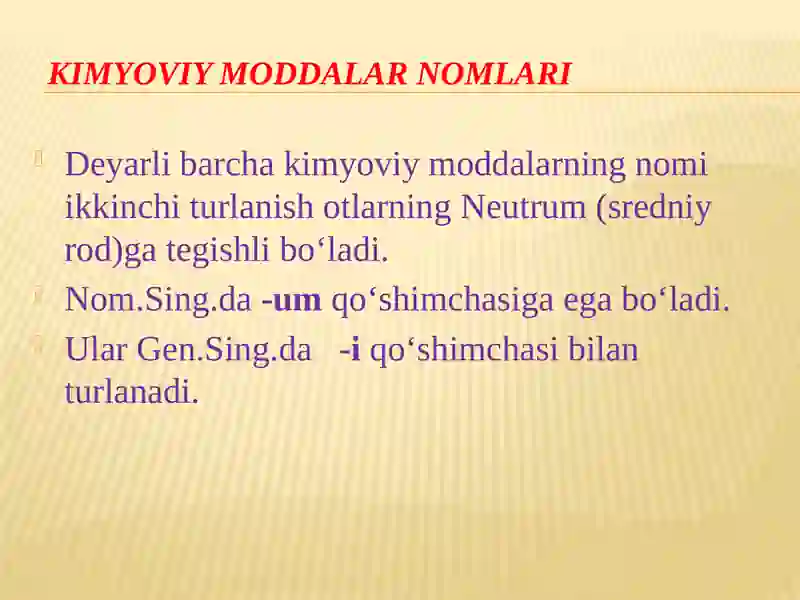 Kimyoviy moddalar va kislotalar nomlanishi 2